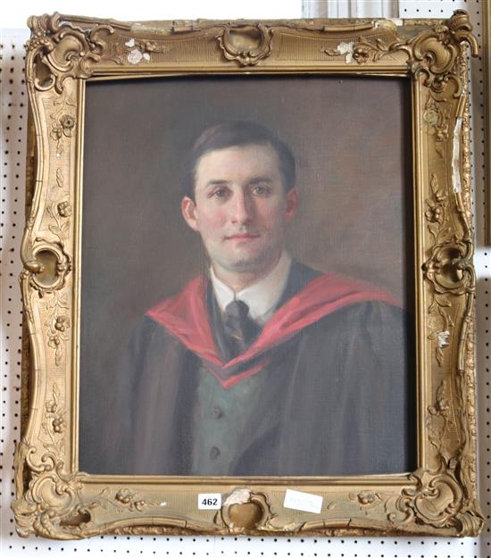 English School (early 20th century), portrait of a scholar, oil on canvas